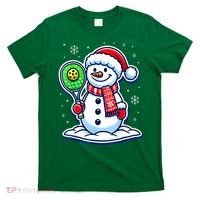 Funny Christmas Pickleball Snowman Pickleball Player Xmas Gift T-Shirt thumb 0