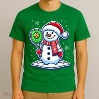 Funny Christmas Pickleball Snowman Pickleball Player Xmas Gift T-Shirt thumb 3