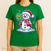 Funny Christmas Pickleball Snowman Pickleball Player Xmas Gift T-Shirt thumb 4