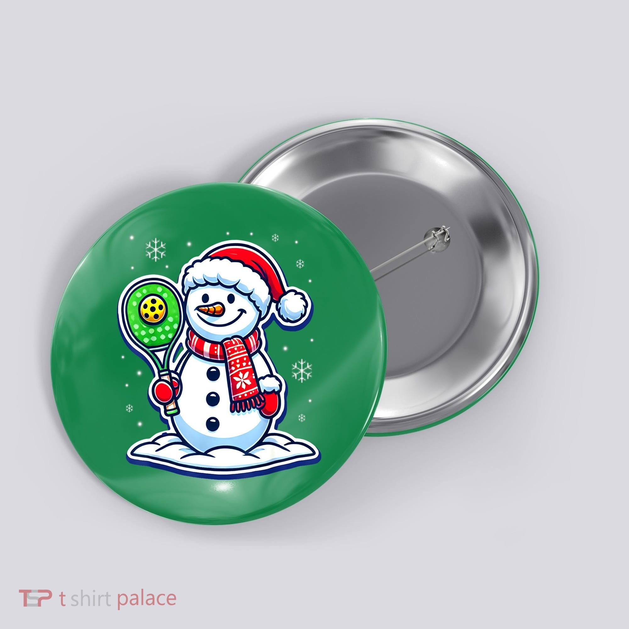 Funny Christmas Pickleball Snowman Pickleball Player Xmas Gift Button