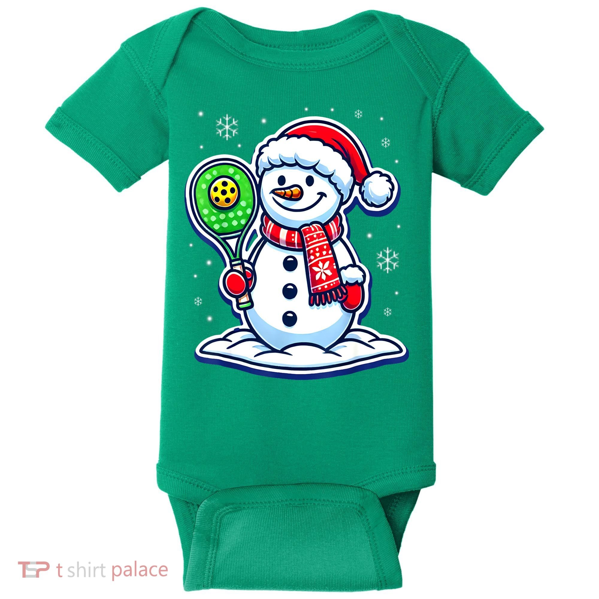 Funny Christmas Pickleball Snowman Pickleball Player Xmas Gift Baby Bodysuit