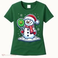 Funny Christmas Pickleball Snowman Pickleball Player Xmas Gift Women's T-Shirt thumb 0