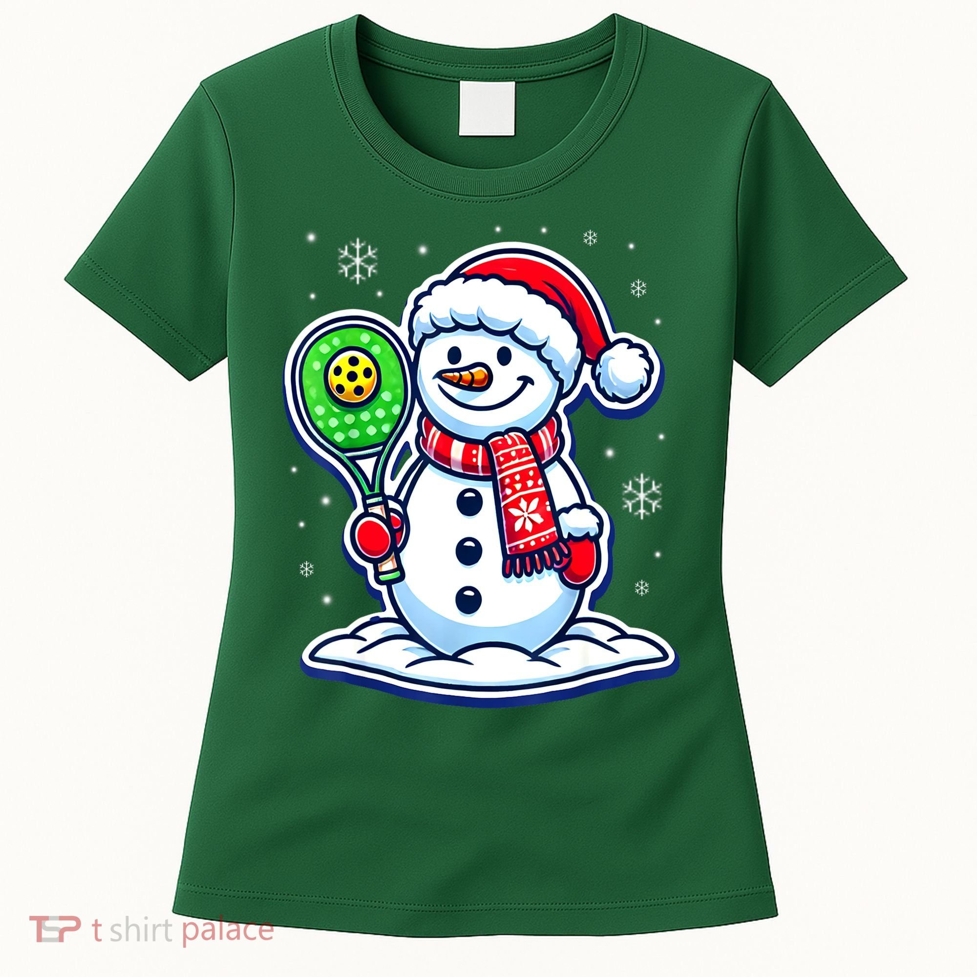 Funny Christmas Pickleball Snowman Pickleball Player Xmas Gift Women's T-Shirt