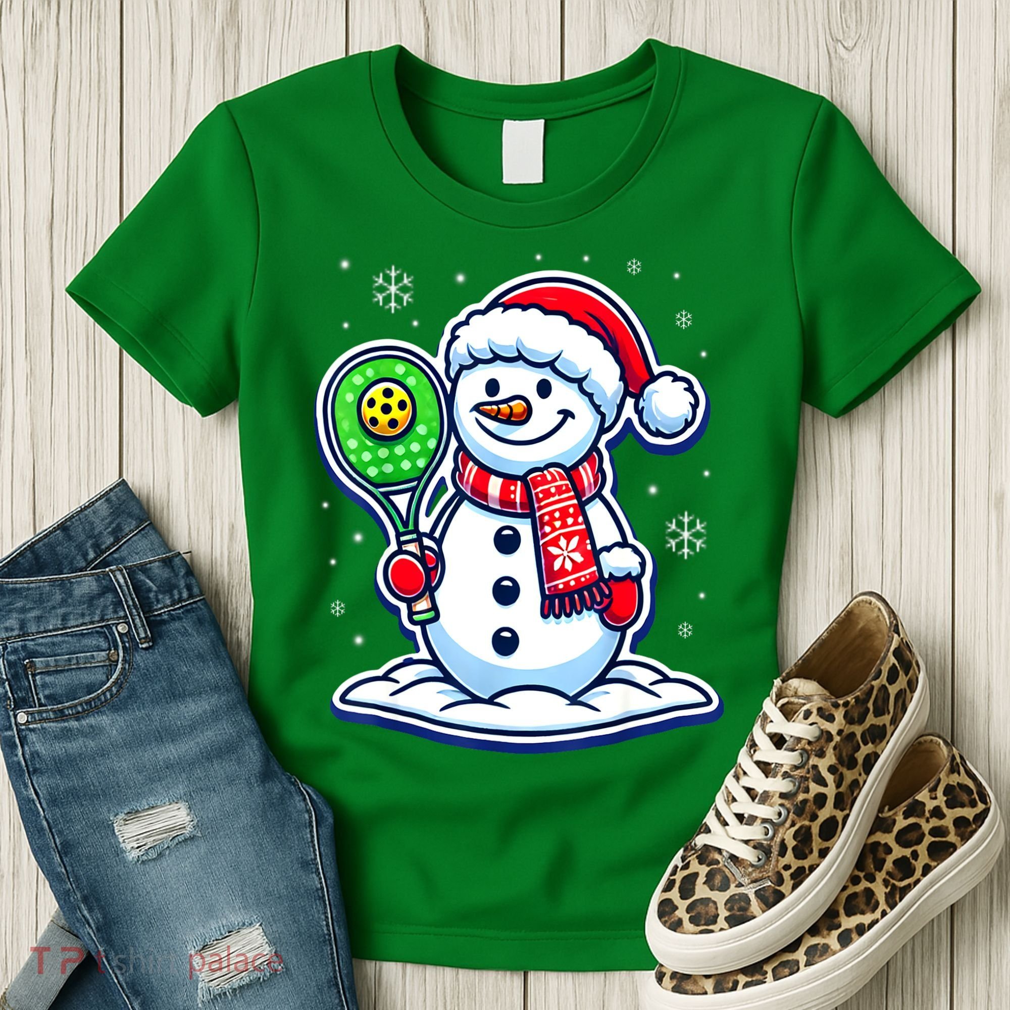Funny Christmas Pickleball Snowman Pickleball Player Xmas Gift Women's T-Shirt