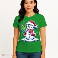 Funny Christmas Pickleball Snowman Pickleball Player Xmas Gift Women's T-Shirt thumb 4