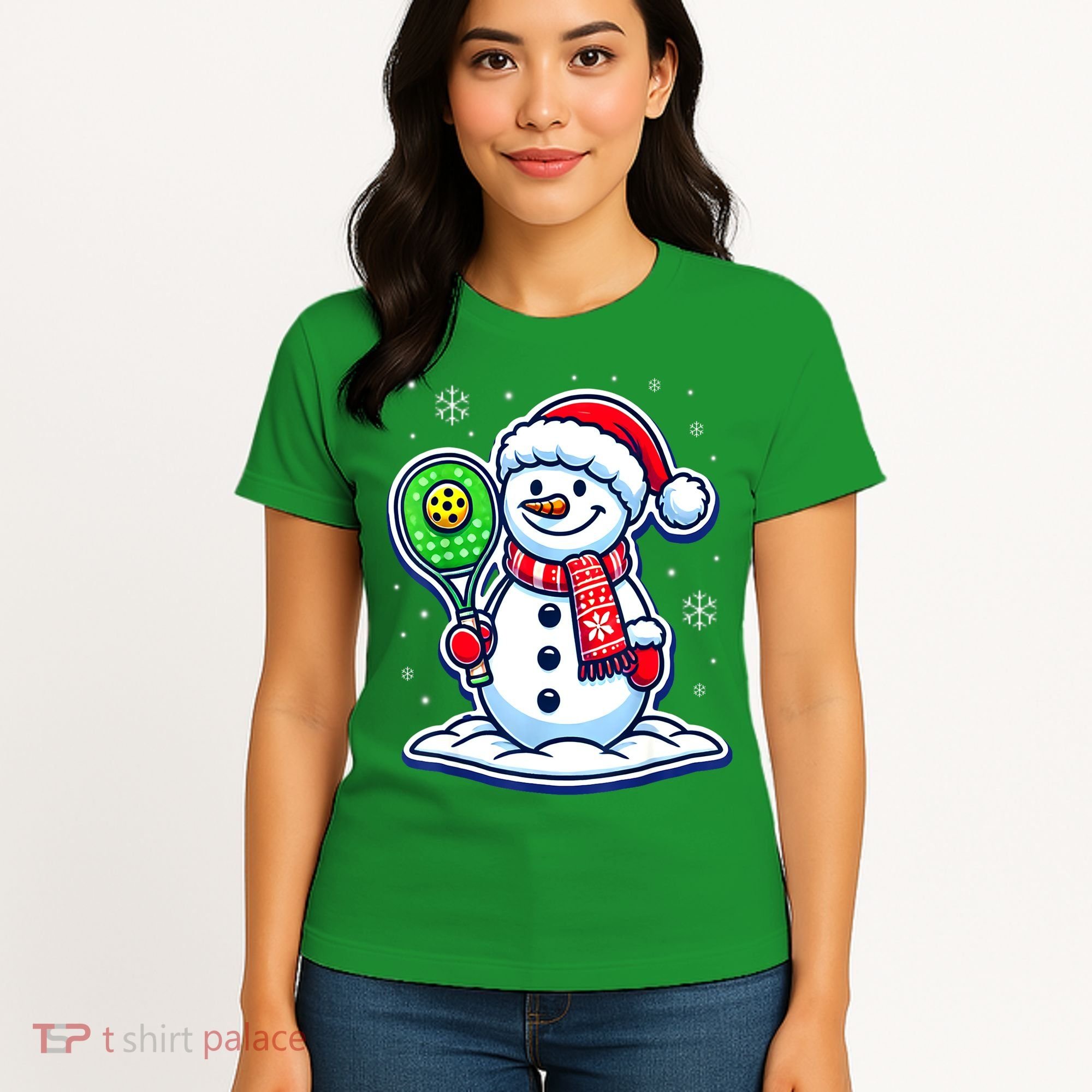 Funny Christmas Pickleball Snowman Pickleball Player Xmas Gift Women's T-Shirt