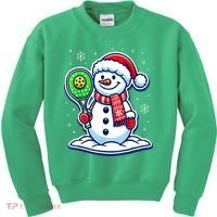 Funny Christmas Pickleball Snowman Pickleball Player Xmas Gift Kids Sweatshirt thumb 0