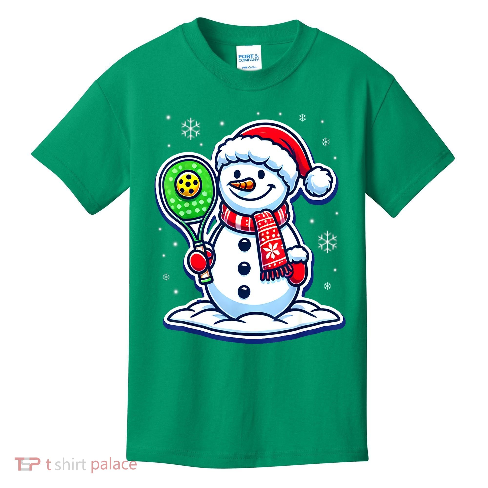 Funny Christmas Pickleball Snowman Pickleball Player Xmas Gift Kids T-Shirt