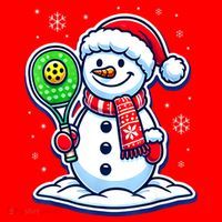 Funny Christmas Pickleball Snowman Pickleball Player Xmas Gift Santa Hat thumb 1