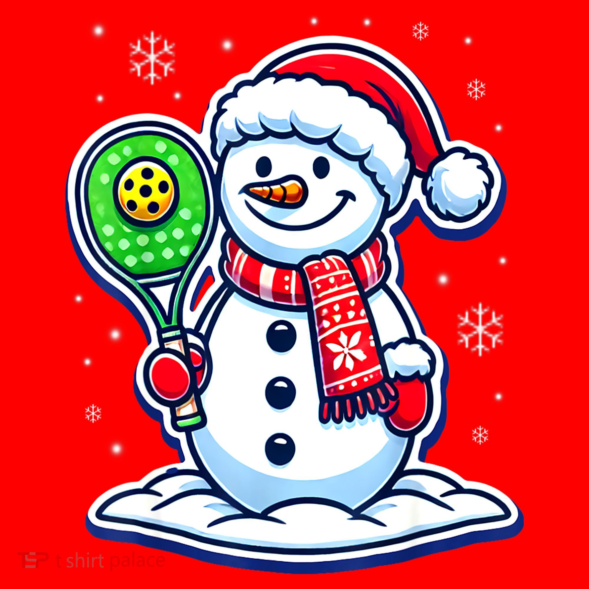 Funny Christmas Pickleball Snowman Pickleball Player Xmas Gift Santa Hat