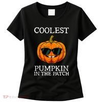 Funny Coolest Pumpkin In The Patch Cute Glassess Halloween Gift Women's T-Shirt thumb 0