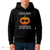 Funny Coolest Pumpkin In The Patch Cute Glassess Halloween Gift Kids Hoodie thumb 4