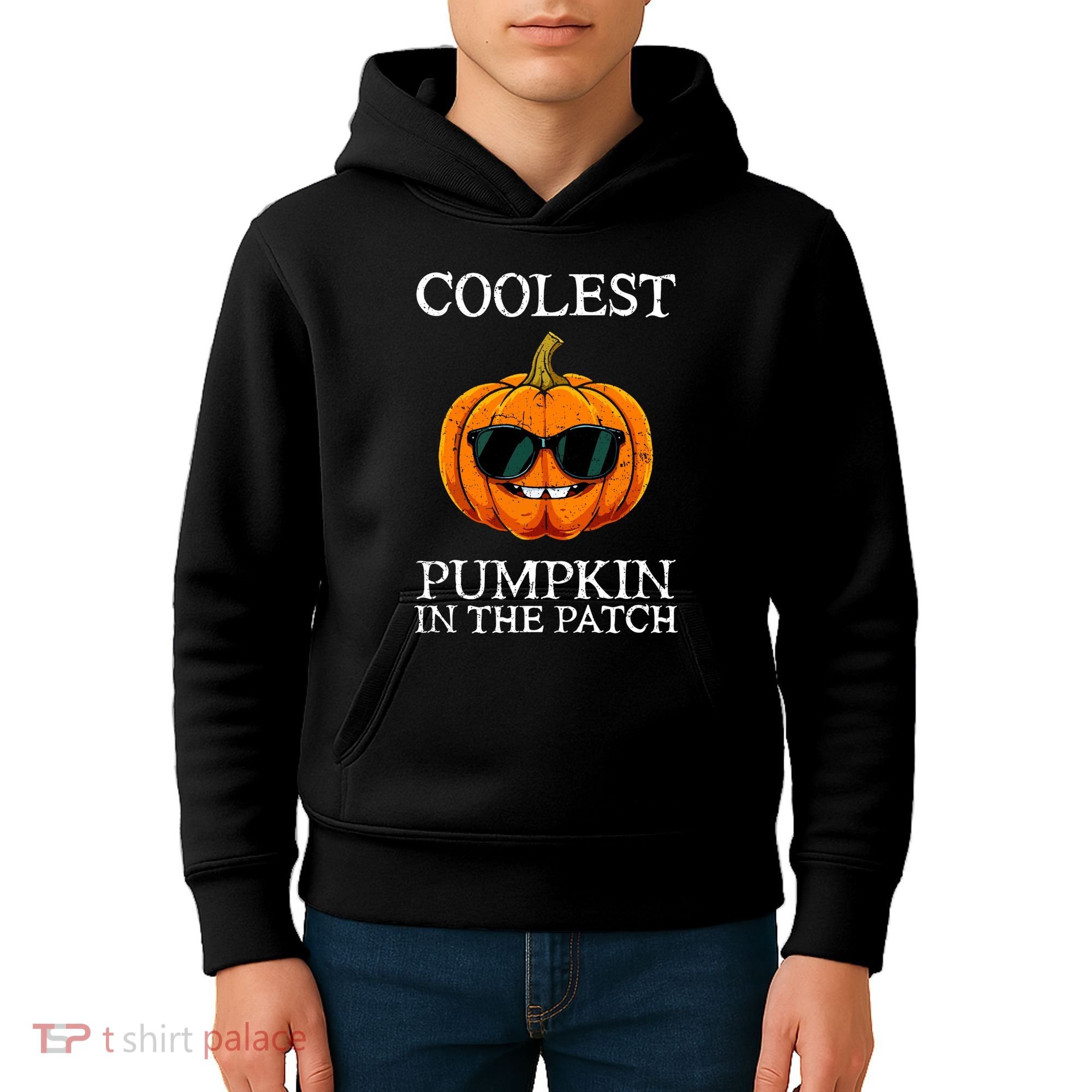 Funny Coolest Pumpkin In The Patch Cute Glassess Halloween Gift Kids Hoodie