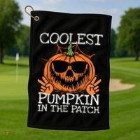 Funny Coolest Pumpkin In The Patch Halloween Gift Golf Towel thumb 1