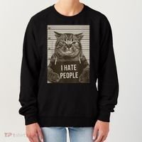 Funny Cat Police Mugshot I Hate People Women's Sweatshirt thumb 0