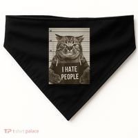 Funny Cat Police Mugshot I Hate People USA-Made Doggie Bandana thumb 0