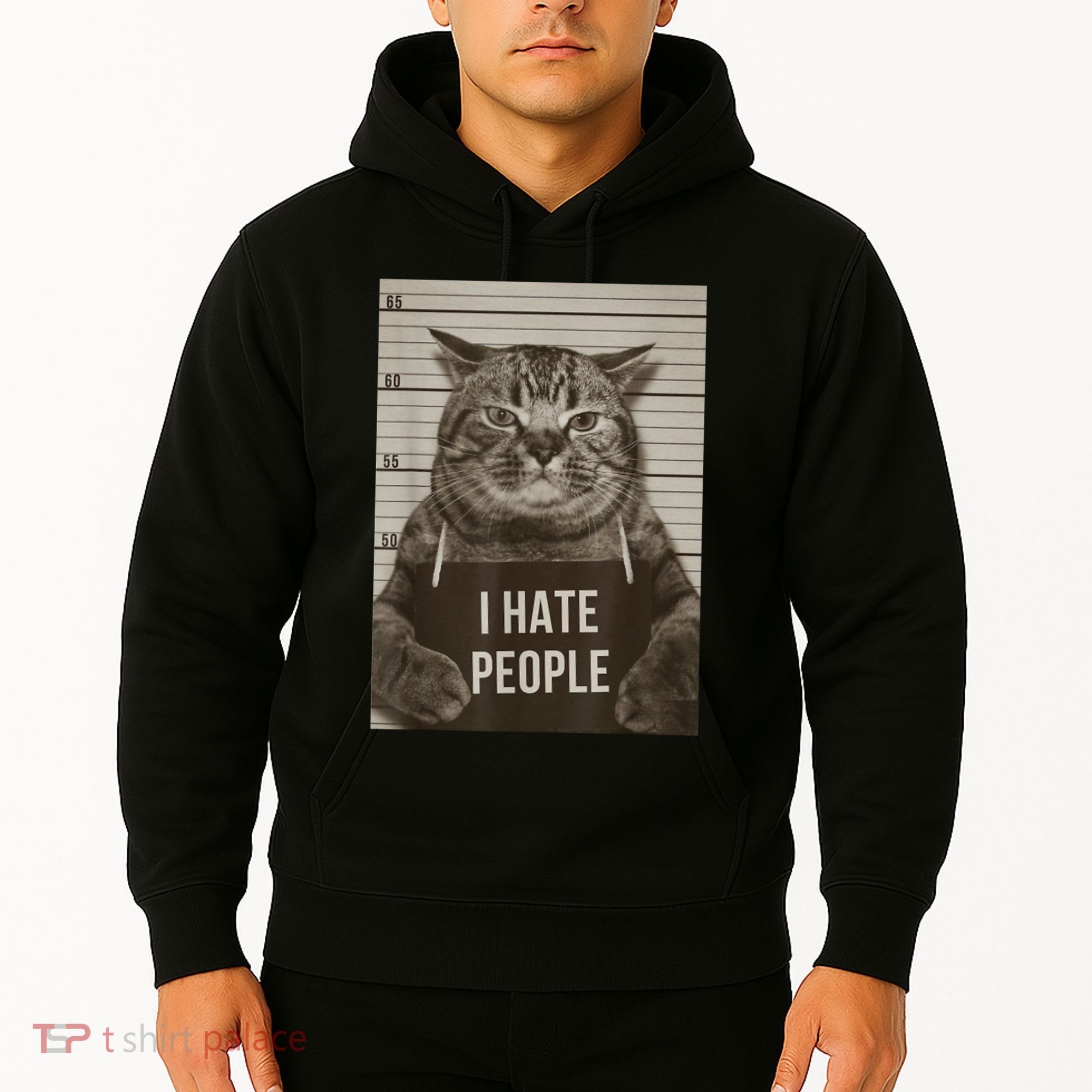 Funny Cat Police Mugshot I Hate People Hoodie