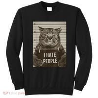 Funny Cat Police Mugshot I Hate People Sweatshirt thumb 0