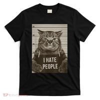 Funny Cat Police Mugshot I Hate People T-Shirt thumb 0