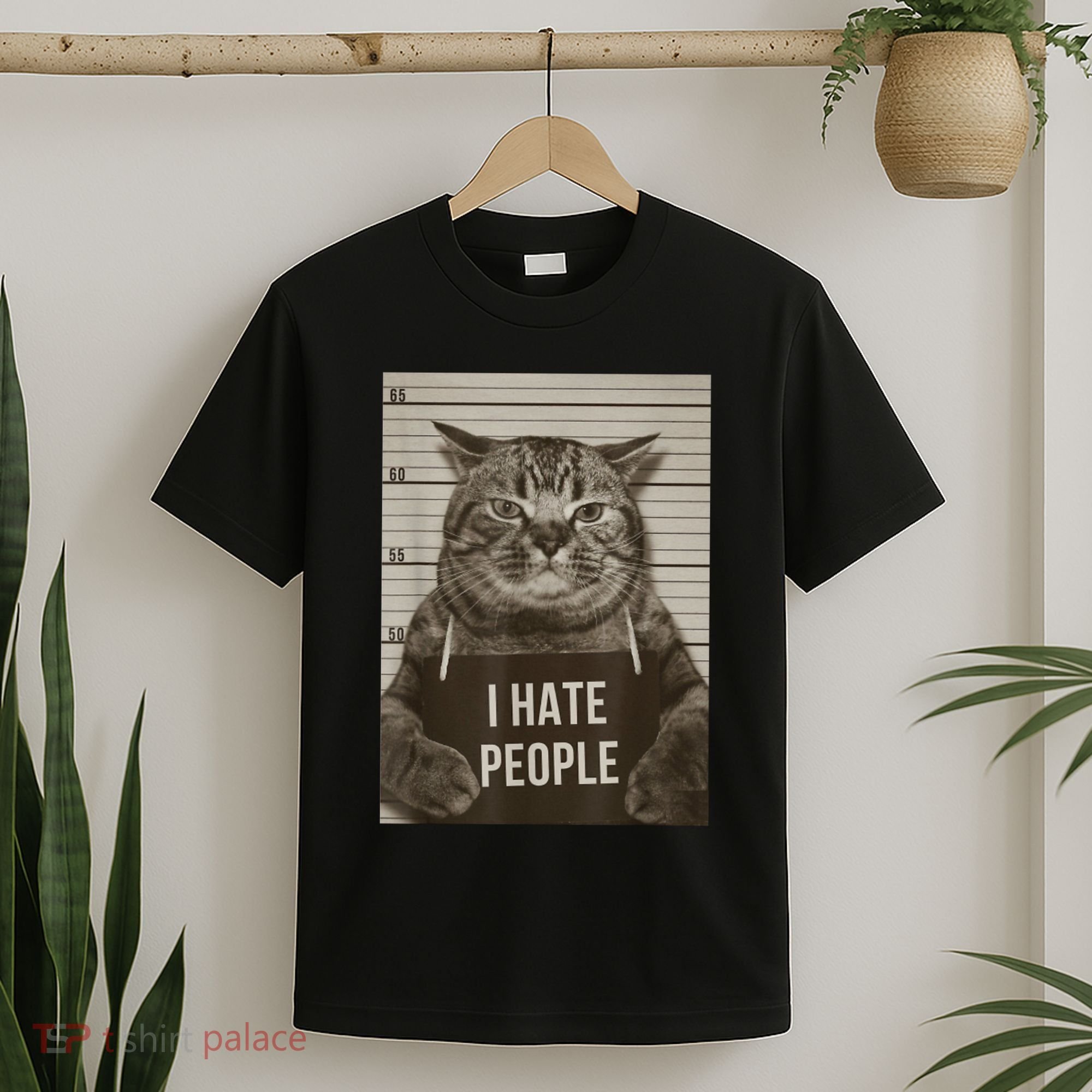 Funny Cat Police Mugshot I Hate People T-Shirt