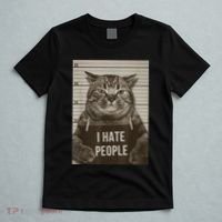 Funny Cat Police Mugshot I Hate People T-Shirt thumb 5