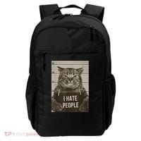 Funny Cat Police Mugshot I Hate People Backpack thumb 0