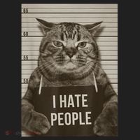 Funny Cat Police Mugshot I Hate People Beanie thumb 2