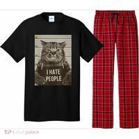 Funny Cat Police Mugshot I Hate People Pajama Set thumb 0