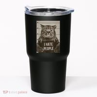 Funny Cat Police Mugshot I Hate People Tumbler thumb 0