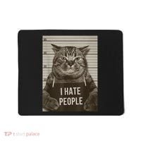 Funny Cat Police Mugshot I Hate People Mousepad thumb 0