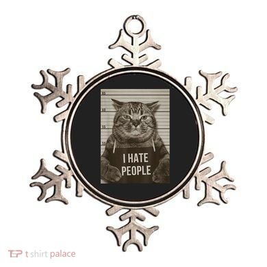 Funny Cat Police Mugshot I Hate People Ornament
