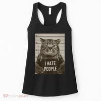 Funny Cat Police Mugshot I Hate People Women's Tank Top thumb 0
