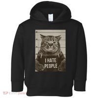 Funny Cat Police Mugshot I Hate People Toddler Hoodie thumb 0