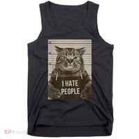 Funny Cat Police Mugshot I Hate People Tank Top thumb 0
