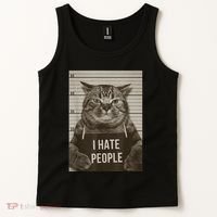 Funny Cat Police Mugshot I Hate People Tank Top thumb 2