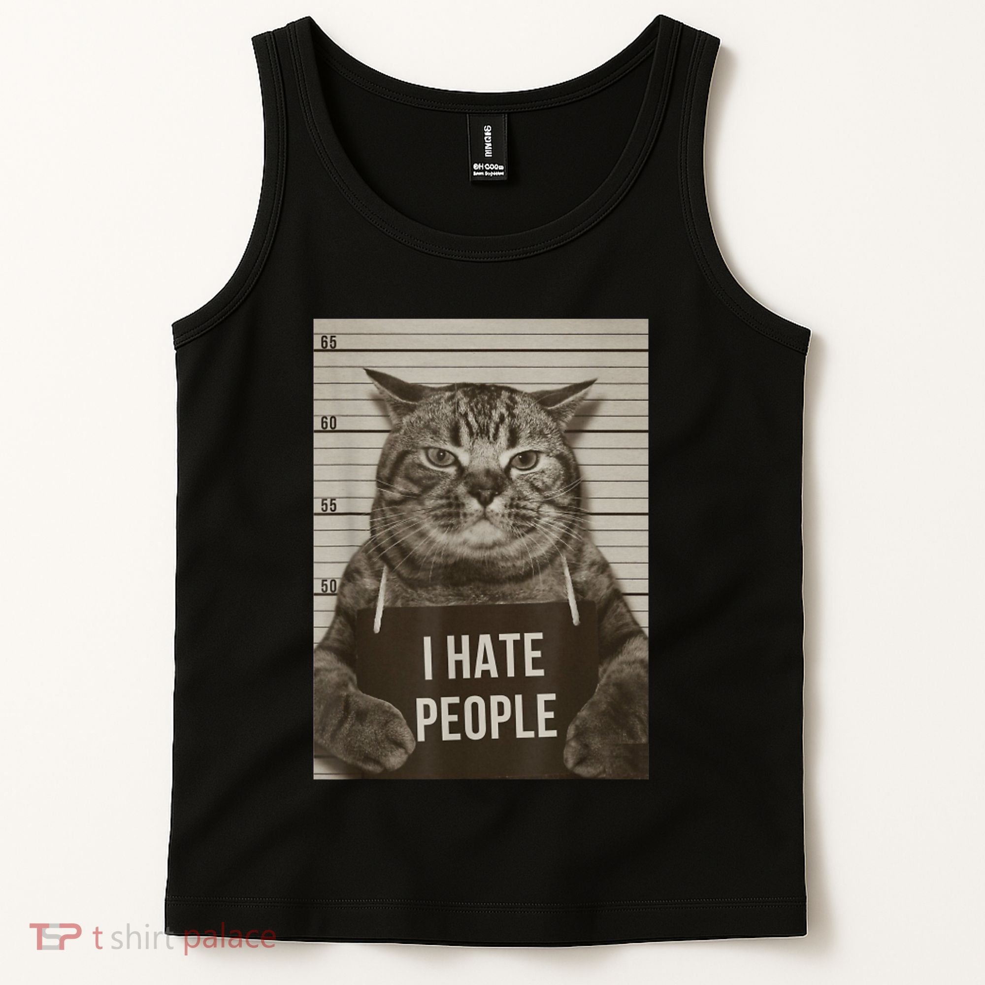 Funny Cat Police Mugshot I Hate People Tank Top