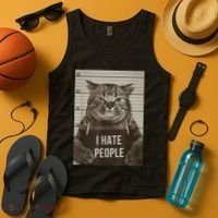 Funny Cat Police Mugshot I Hate People Tank Top thumb 4