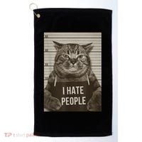 Funny Cat Police Mugshot I Hate People Golf Towel thumb 0