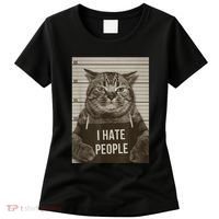 Funny Cat Police Mugshot I Hate People Women's T-Shirt thumb 0
