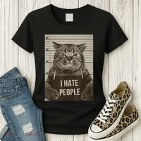 Funny Cat Police Mugshot I Hate People Women's T-Shirt thumb 3