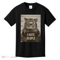 Funny Cat Police Mugshot I Hate People Kids T-Shirt thumb 0