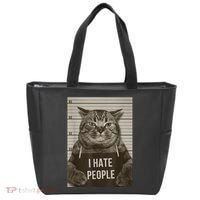 Funny Cat Police Mugshot I Hate People Tote Bag thumb 0