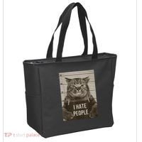 Funny Cat Police Mugshot I Hate People Tote Bag thumb 2