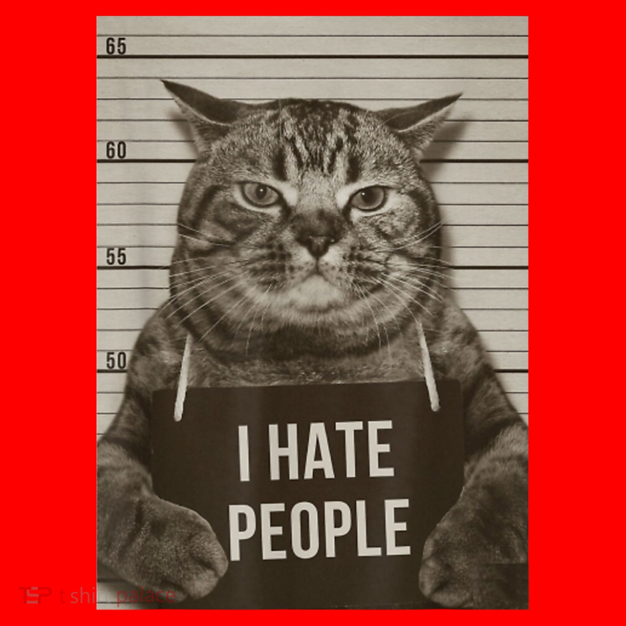 Funny Cat Police Mugshot I Hate People Santa Hat