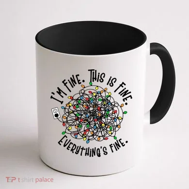 Funny Christmas Problem With Tangled Lights Coffee Mug back