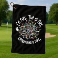 Funny Christmas Problem With Tangled Lights Golf Towel thumb 1