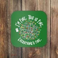 Funny Christmas Problem With Tangled Lights Coaster thumb 0