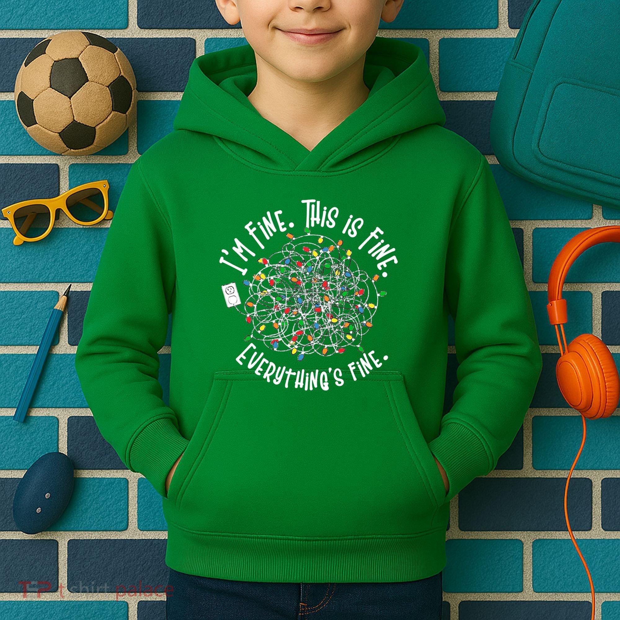 Funny Christmas Problem With Tangled Lights Kids Hoodie