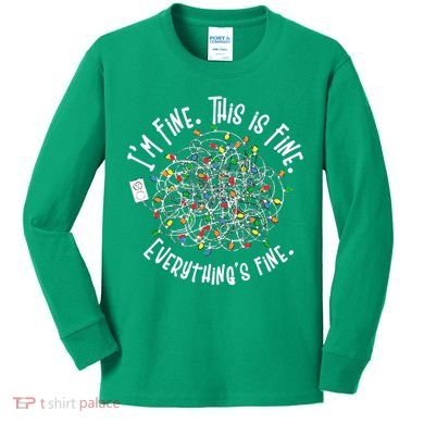Funny Christmas Problem With Tangled Lights Kids Long Sleeve Shirt