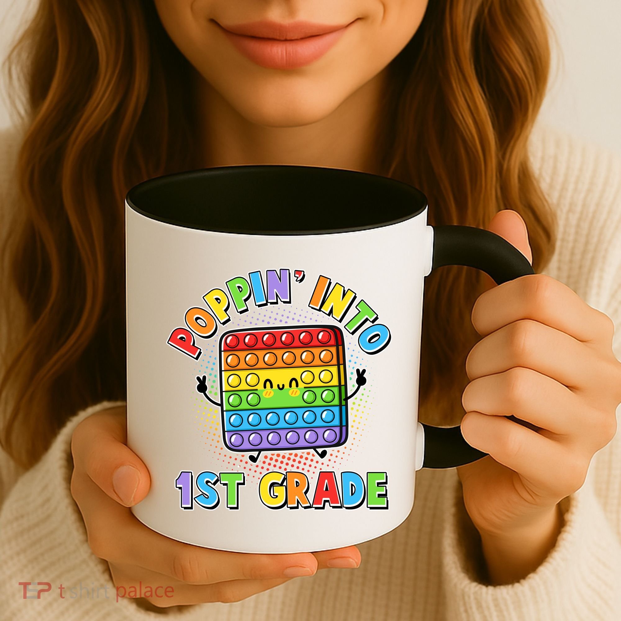 Funny Cute Poppin' Into 1st Grade Fidget Toy Coffee Mug